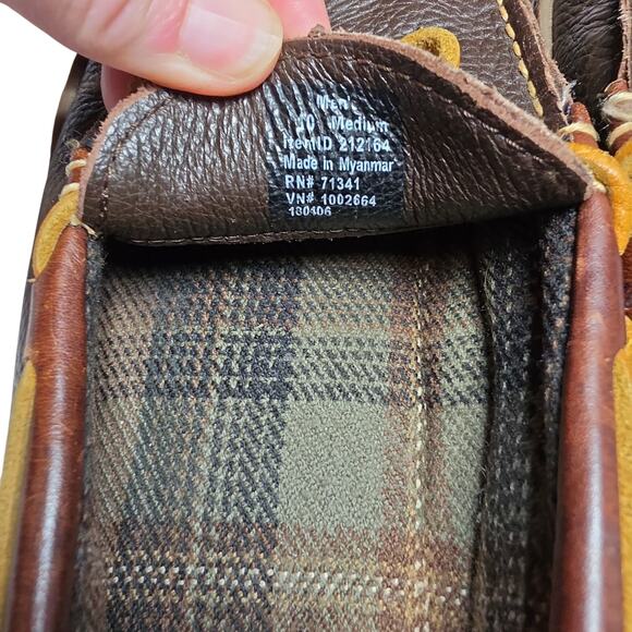 L.L.Bean Men\'s Handsewn Leather Slippers Brown Flannel-Lined - Brown Size 10
